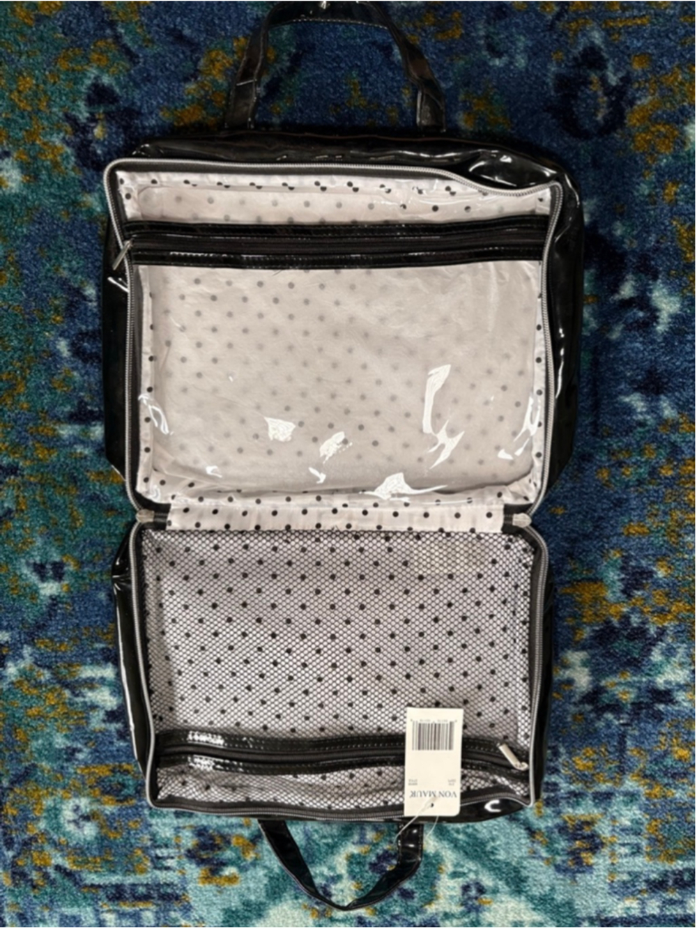 VON MAUR Black Patent Cosmetic Bag New with Tags